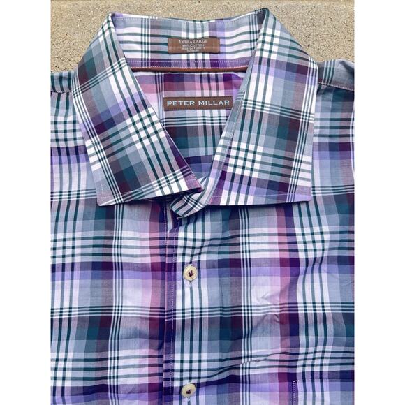Peter Millar Shirt Men's XL PURPLE PLAID Long-Sleeve Button-Down - Picture 1 of 8